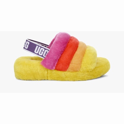 Chinelos UGG Rainbow Fluff Yeah Homem Multicoloridas Amarelas | PT-GFQOV